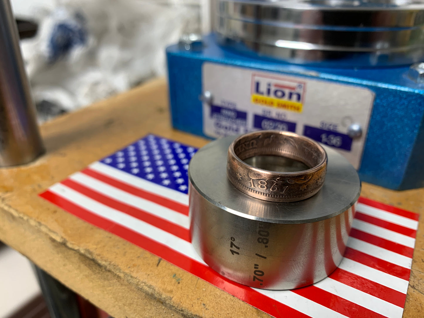 Large US Cent Coin Ring - Obverse Side Out