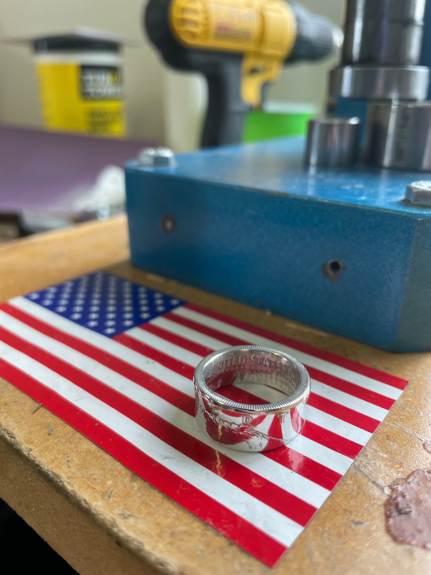 1964 JFK Silver Half Dollar Coin Ring