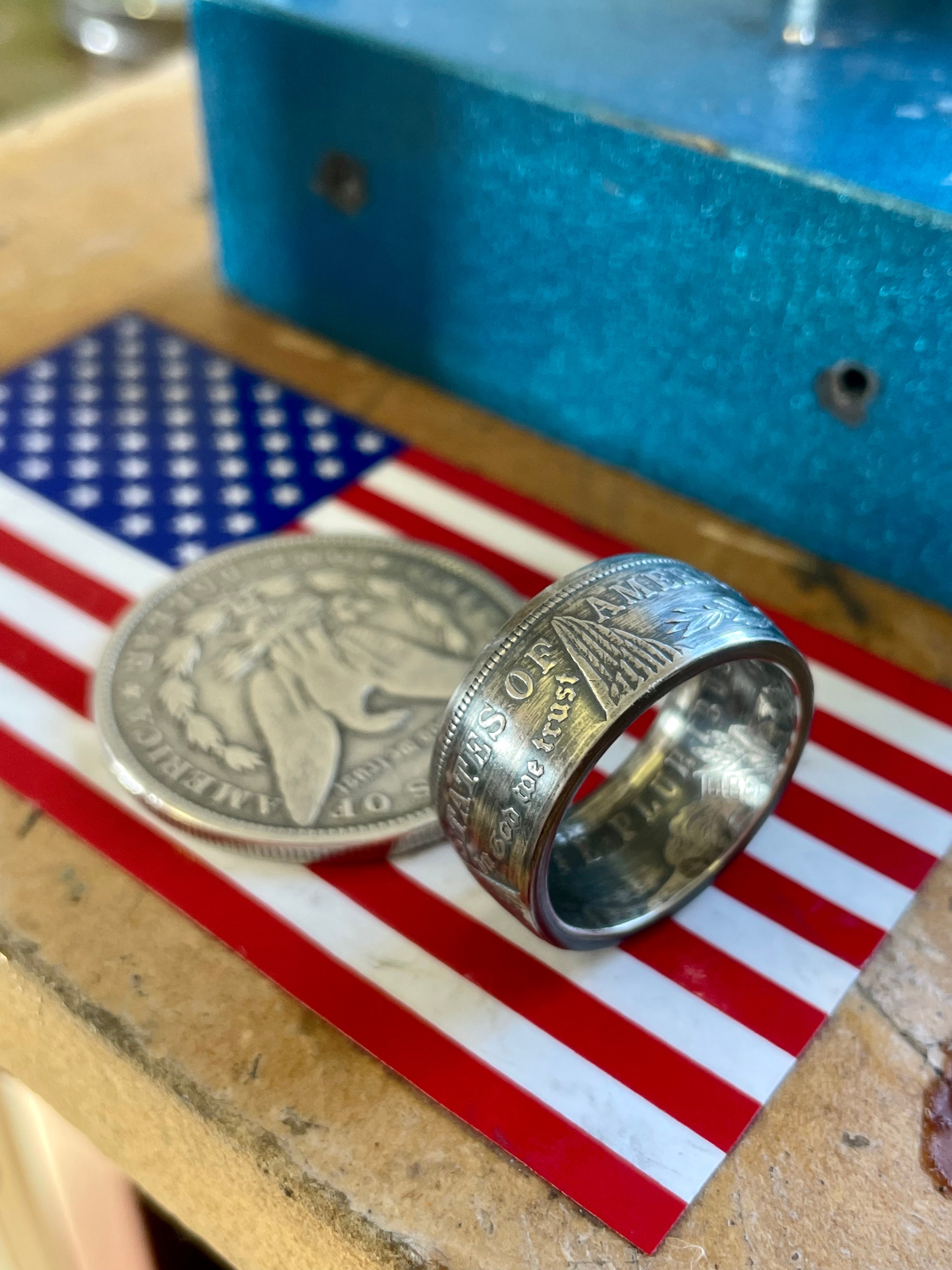 Morgan on sale Dollar Coin Ring - Silver Coin Ring - Ring from Dollar coin - Big Silver ring - Coin ring USA - Free Shipping*