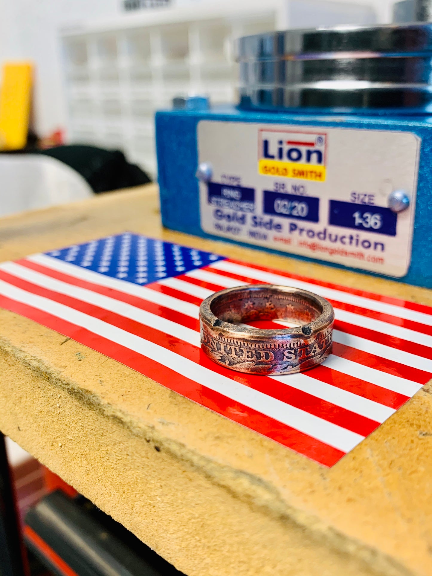 Large US Cent Coin Ring - Reverse Side Out