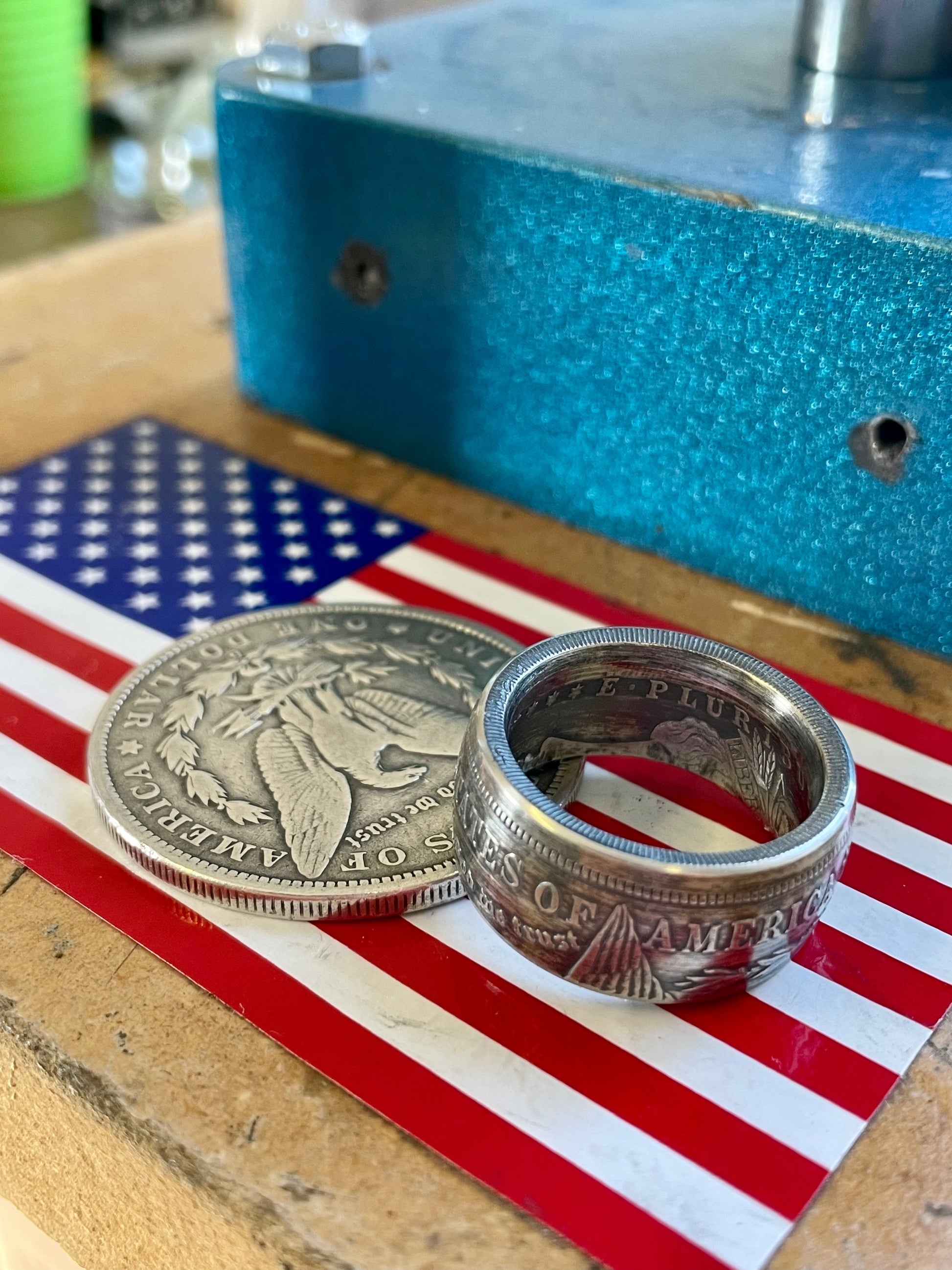 Morgan silver dollar coin ring clearance